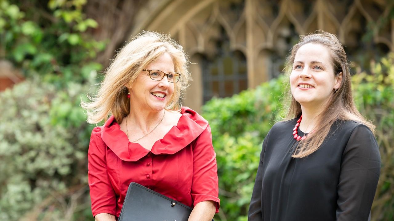 Two members of the Lea Singers at Academy St Albans in 2019