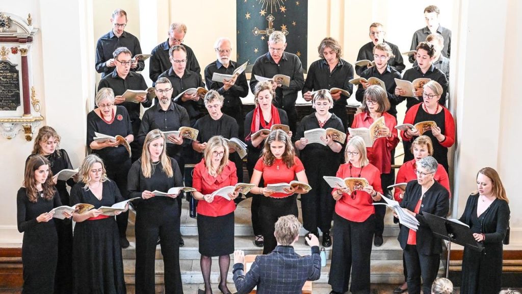 The Lea Singers in the Palladian Church of Ayot St Lawrence, singing Rachmaninov's Liturgy of St John Chrysostom